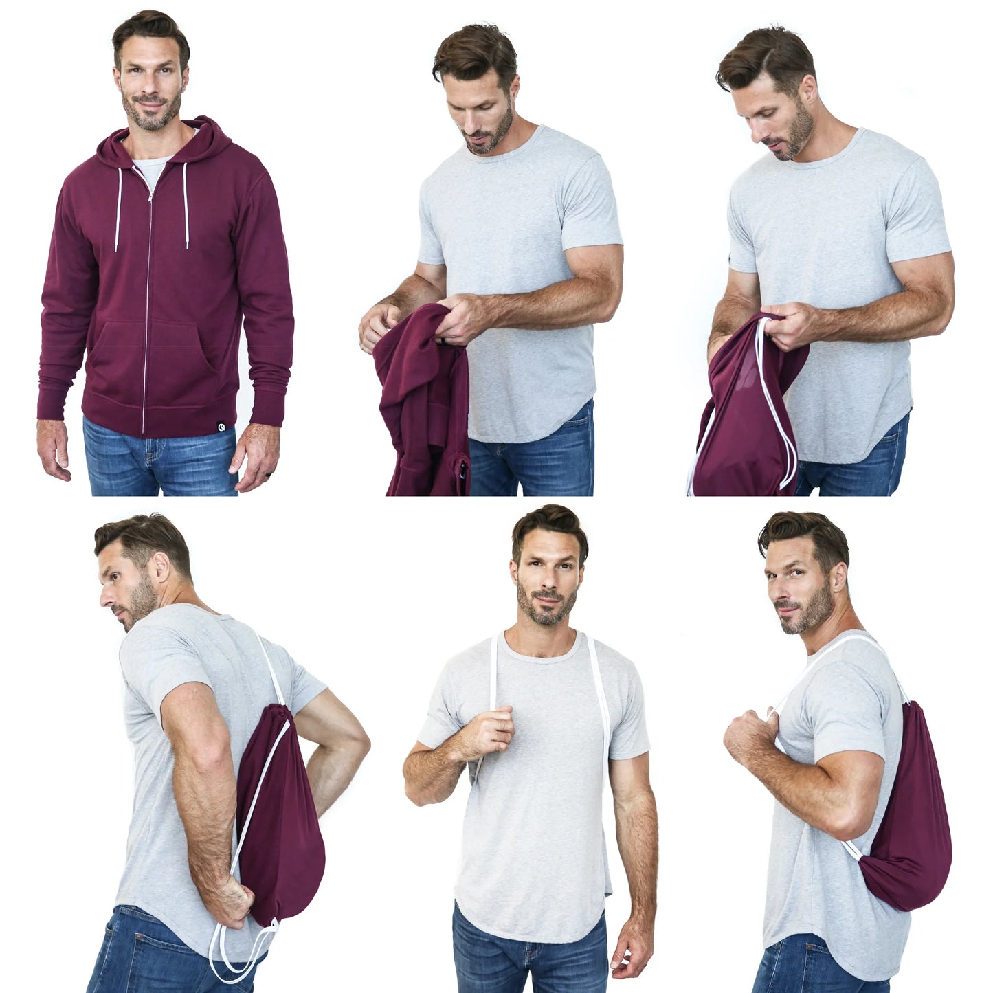 QUIKFLIP Hero Hoodie Lite Full Zip, Bordeaux